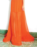 Alexis Gracie Long Dress w/Ruffles in Red Orange - SWANK - Dresses - 2