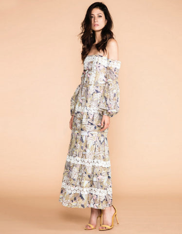 Alexis Cleve Lace Gown in Off White