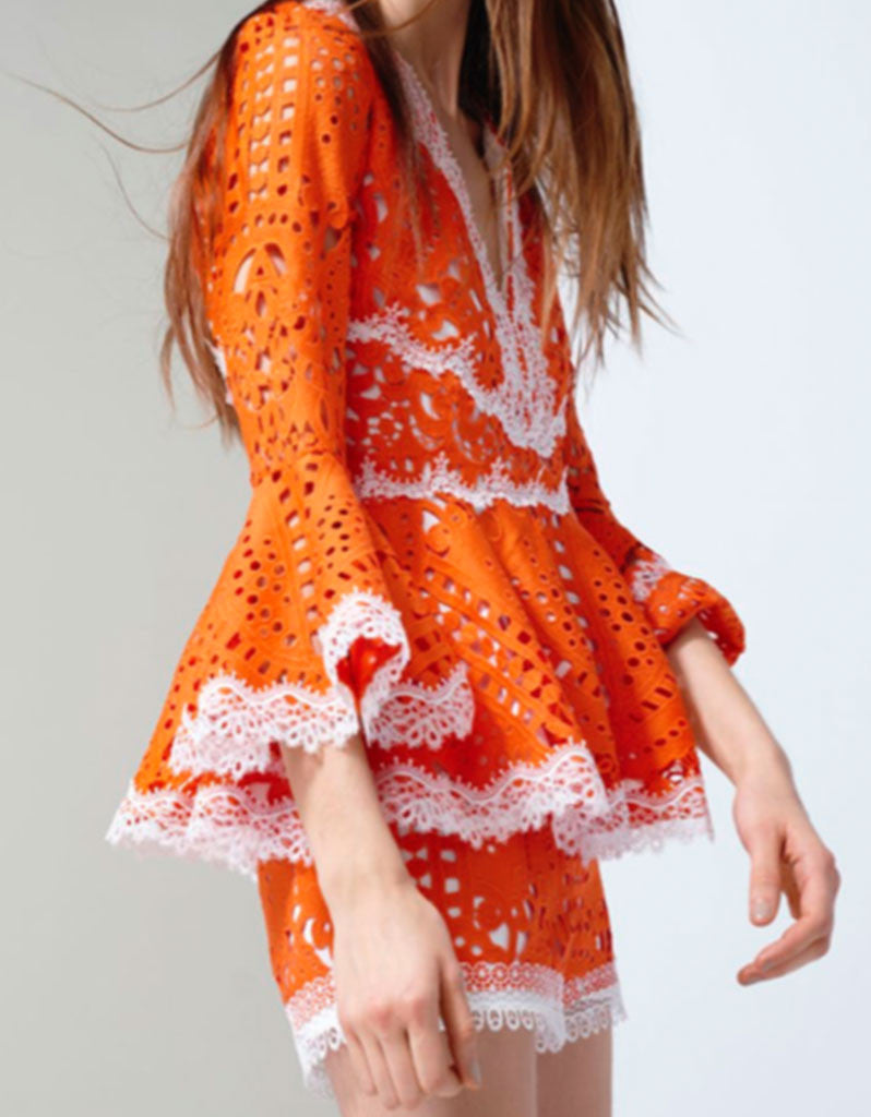 Alexis Alexina Lace Top in Tangerine - SWANK - Tops - 2