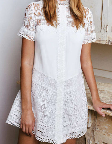 Alexis Katlin Short Dress in White Lace