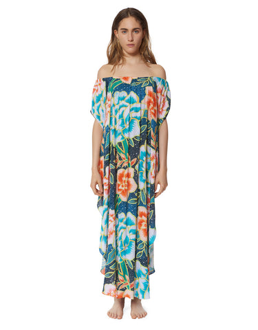 Mara Hoffman Arcadia Off the Shoulder Dashiki Dress in Indigo