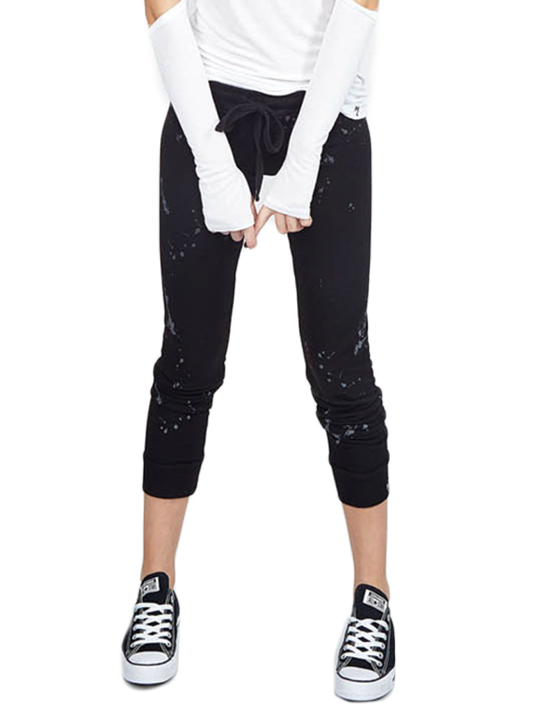 Michael Lauren Bear Sweatpant w/Splatter in Black