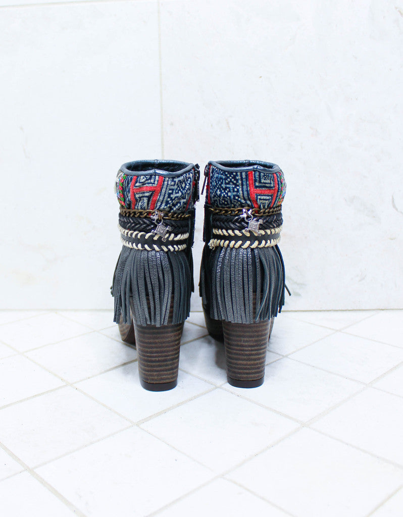 Custom Made High Heel Boho Boots in Black | SIZE 40 - SWANK - Shoes - 6