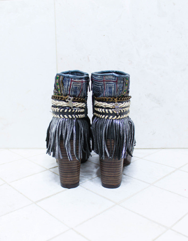 Custom Made High Heel Boho Boots in Black | SIZE 40 - SWANK - Shoes - 5