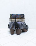 Custom Made High Heel Boho Boots in Black | SIZE 40 - SWANK - Shoes - 7