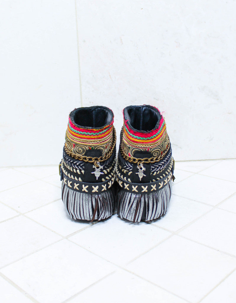 Custom Made Boho Sandals in Black | SIZE 38 - SWANK - Shoes - 5