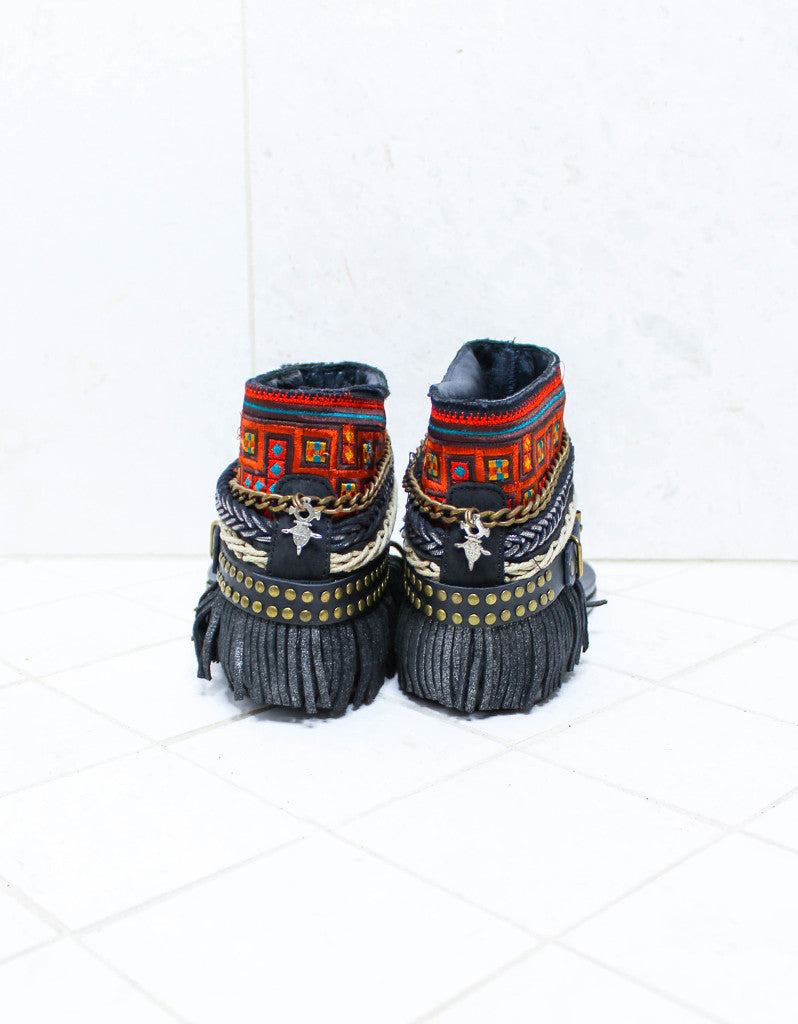 Custom Made Boho Sandals in Black | SIZE 38 - SWANK - Shoes - 5