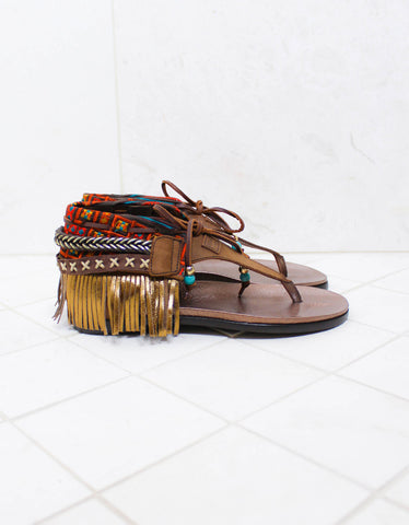 BOHO SANDALS- "Custom made brown fringe sandals"