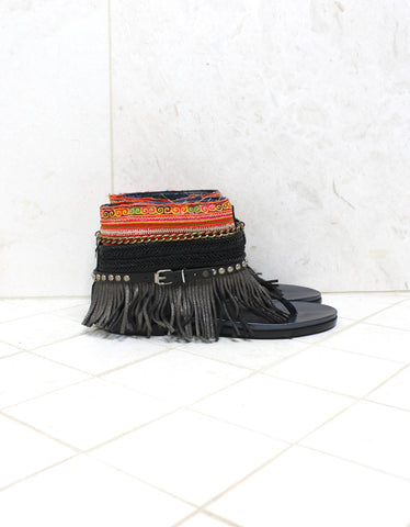 Custom Made Boho Sandals in Black | SIZE 40
