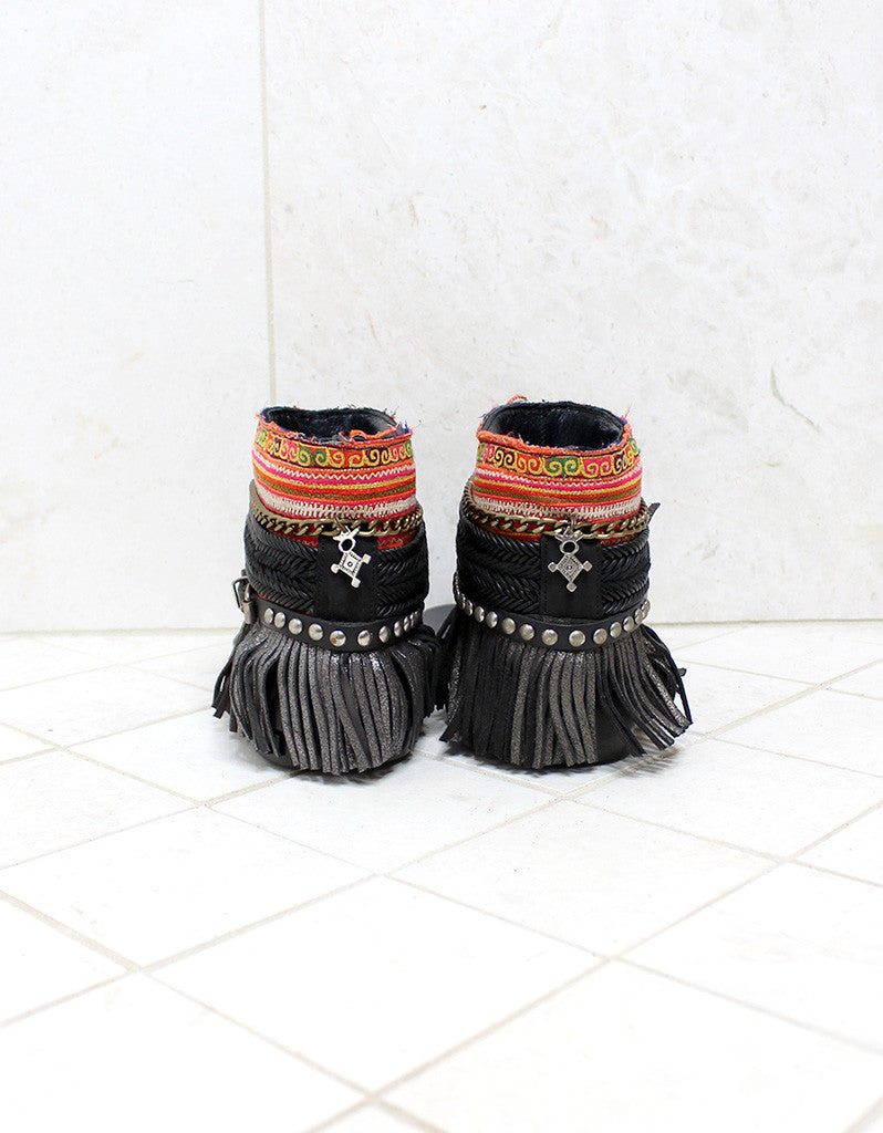 Custom Made Boho Sandals in Black | SIZE 39
