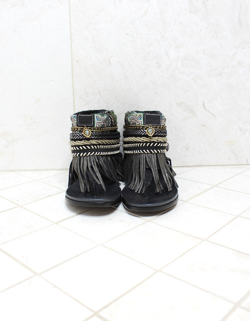 Custom Made Boho Sandals in Black | SIZE 41