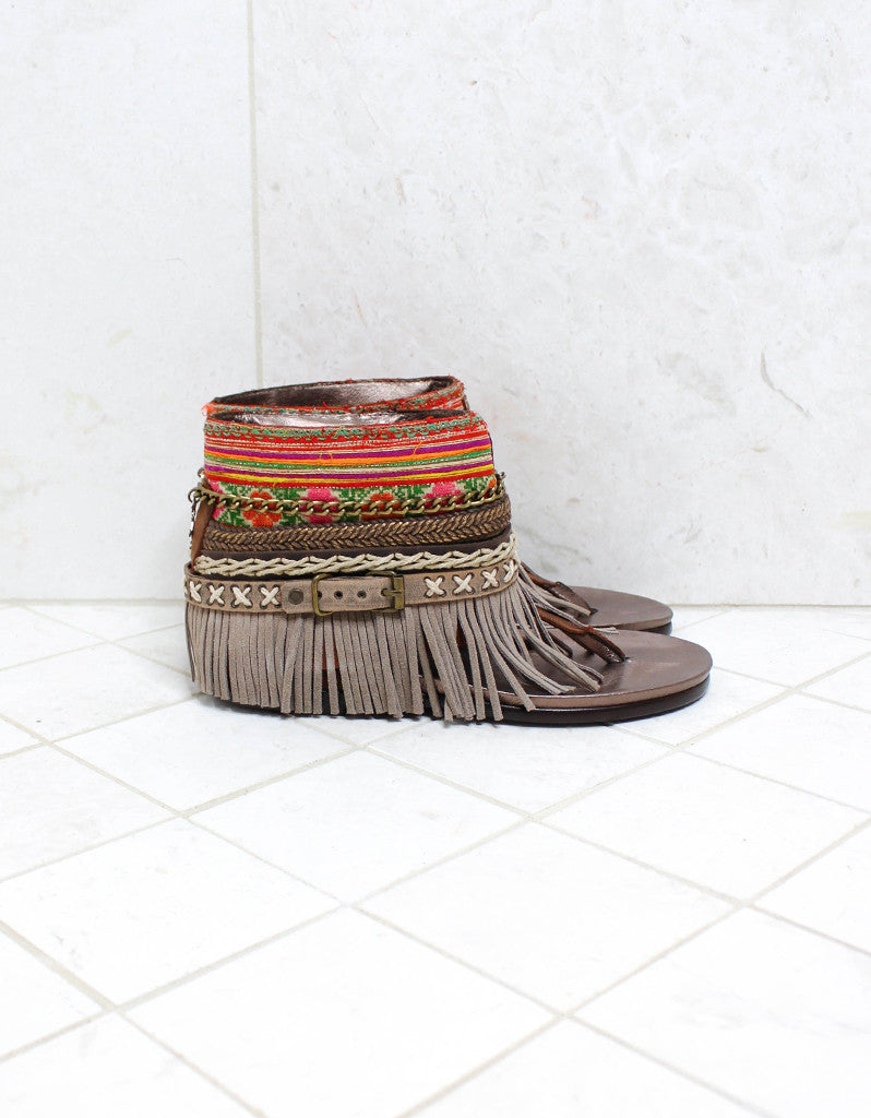 Custom Made Boho Sandals in Brown | SIZE 38