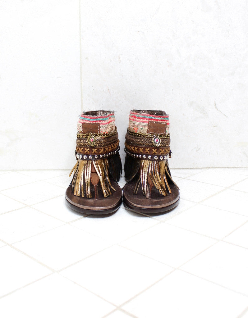 Custom Made Boho Sandals in Brown | SIZE 40