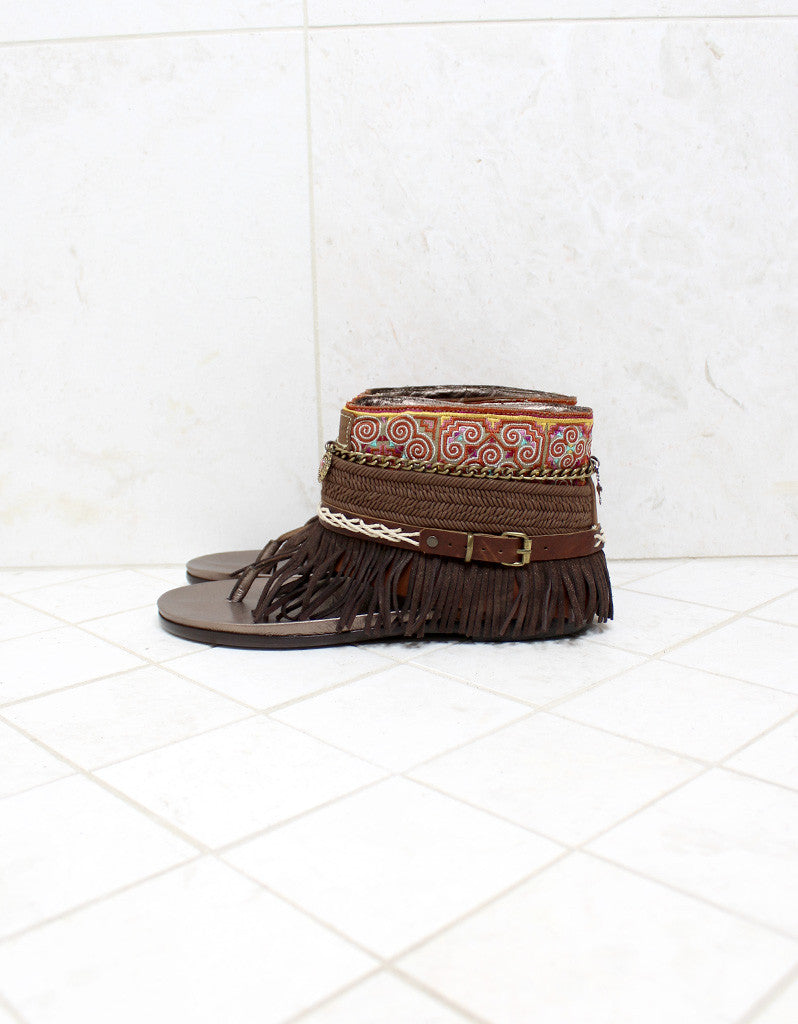 Custom Made Boho Sandals in Brown | SIZE 41