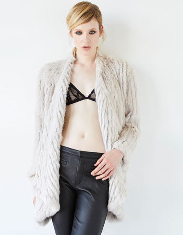 Fur Coat with Embellishment in Red