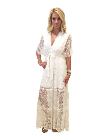 Alexis Cleve Lace Gown in Off White