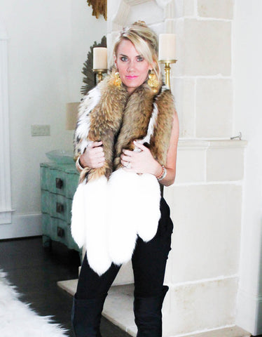 "The Emily" Cream Fringe and Fur Hooded Poncho