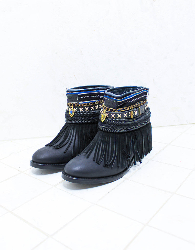 Custom Made Boho Boots in Black | SIZE 38 - SWANK - Shoes - 4