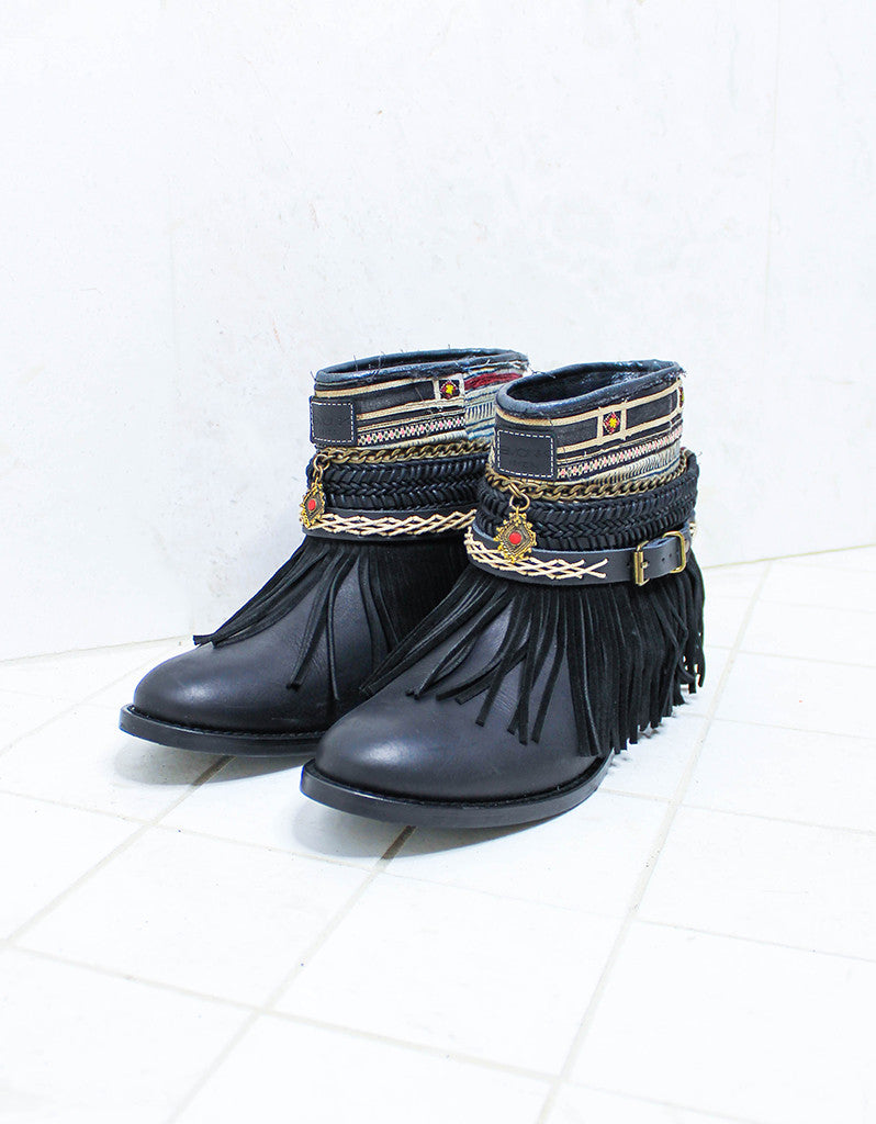 Custom Made Boho Boots in Black | SIZE 40 - SWANK - Shoes - 4