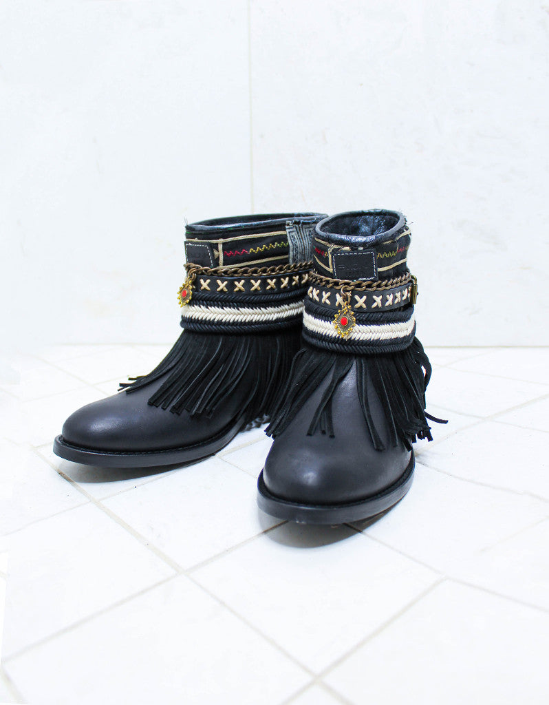 Custom Made Boho Boots in Black | SIZE 40 - SWANK - Shoes - 2