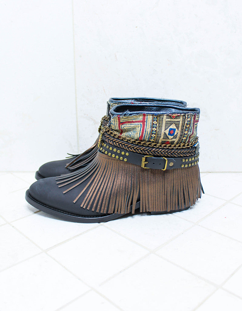 Custom Made Boho Boots in Black | SIZE 41 - SWANK - Shoes - 5