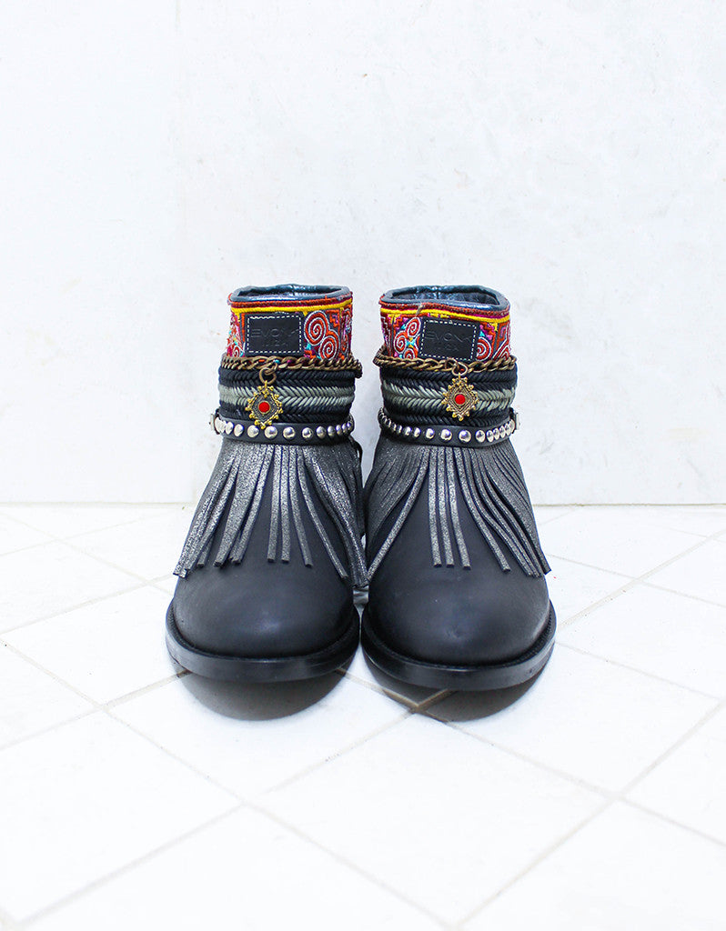 Custom Made Boho Boots in Black | SIZE 41 - SWANK - Shoes - 3