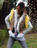 Fur Vest w/ Multi Color Fur Combo - SWANK - Outerwear - 2