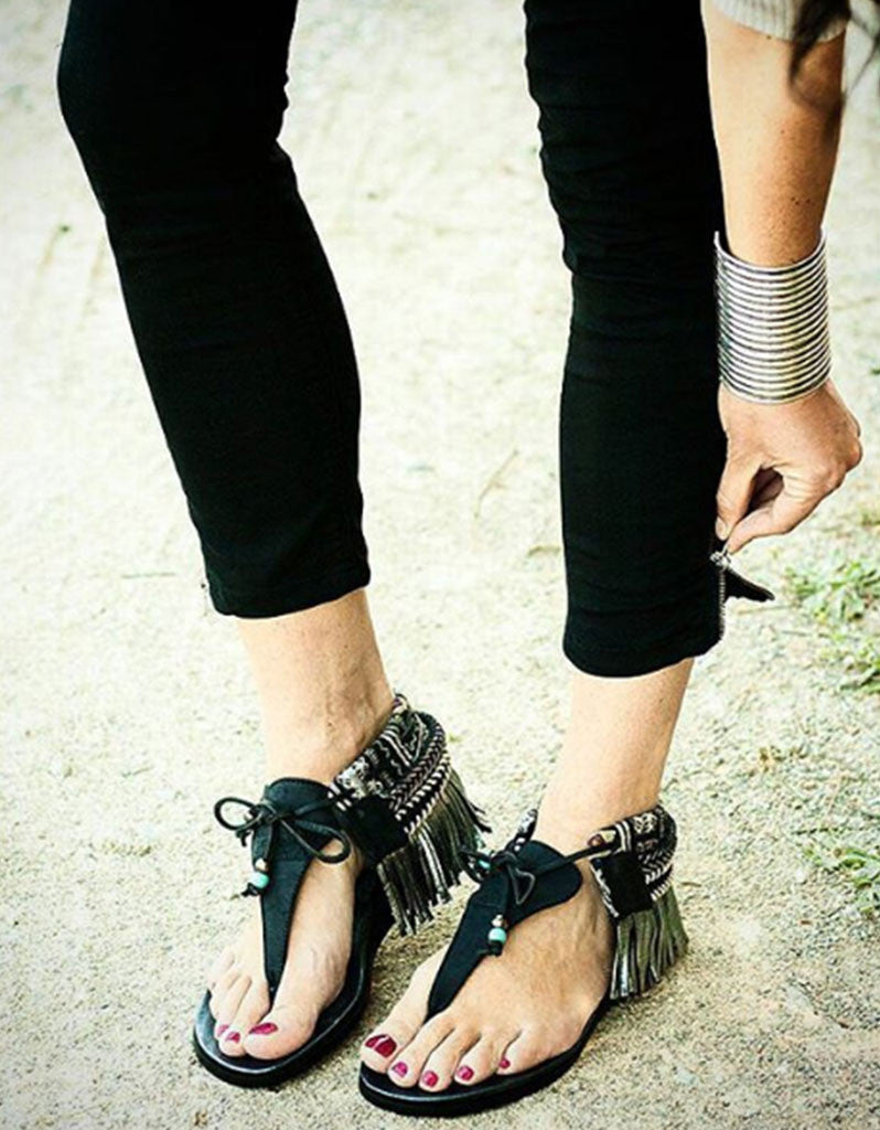INDIE BOHO SANDALS - BLACK - SWANK - Shoes - 7