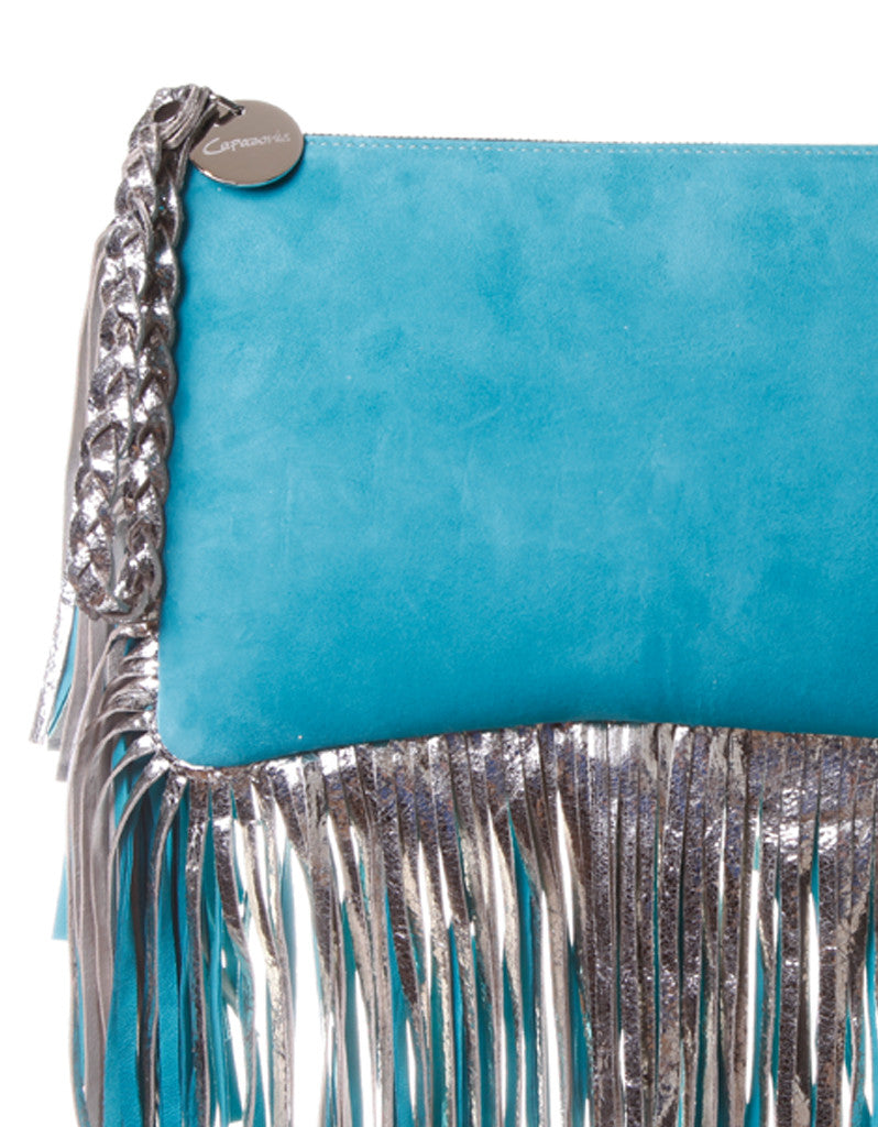 Capazonia Istambul Fringe Clutch in Blue Suede - SWANK - Handbags - 2