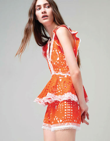 Alexis Bridget Lace Dress in Tangerine