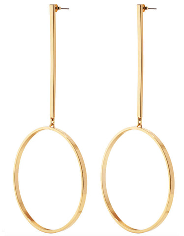 Vintage Snoot Circle Drop Earrings in Gold