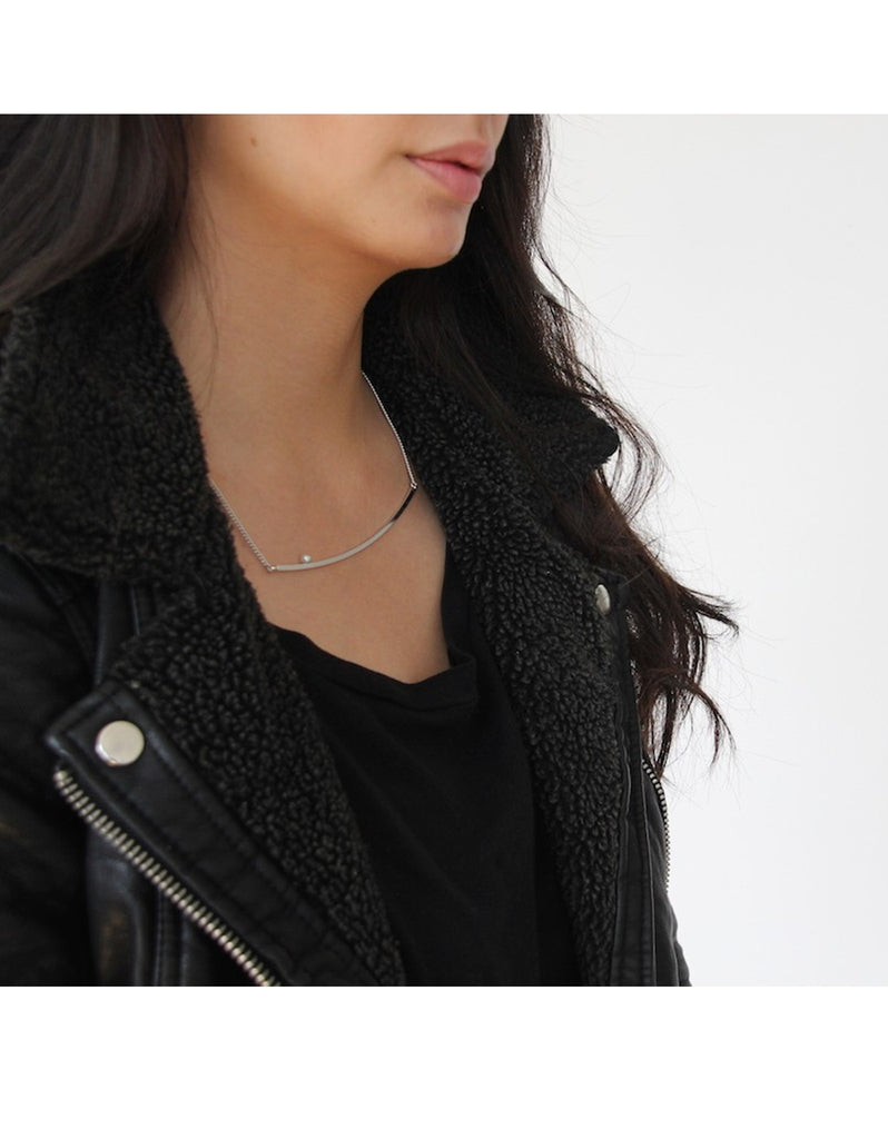 Jenny Bird Maigret Swing Necklace w/Pearl in Silver - SWANK - Jewelry - 2