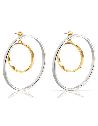 Gold Luxury Double Bent Leaf Chandelier Earrings
