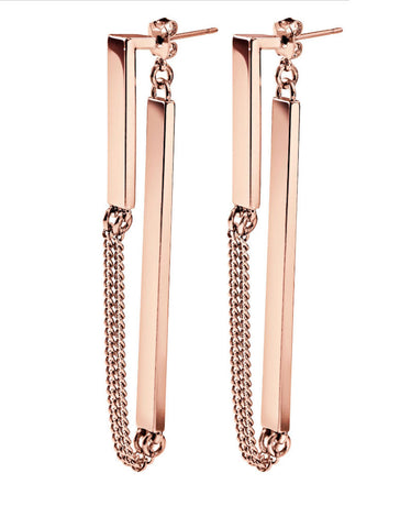 Vintage Snoot Double Rectangle Earrings in Matte Rose Gold