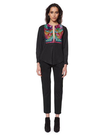 Mara Hoffman Radial Embroidered Pleat Front Shirt