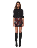 Mara Hoffman Knit Mini Skirt in Burgundy - SWANK - Skirts - 1