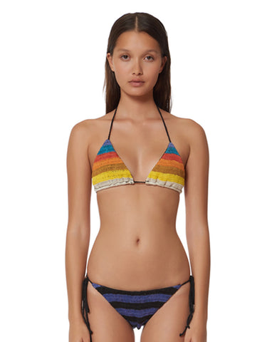 Mara Hoffman Stripe Crochet Triangle Swim Top in Rainbow