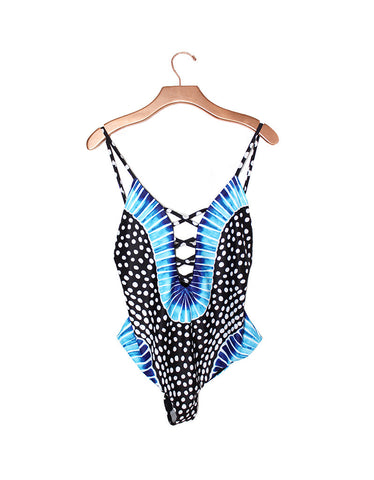 Mara Hoffman Samba Wraparound Bikini Top in Black Blue