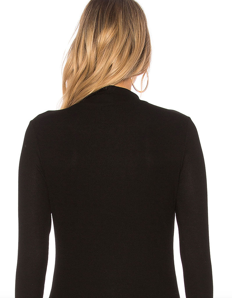 Michael Lauren Laurence Mock Neck Cut Out Top in Black