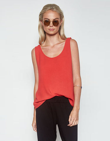 Michael Lauren Ray Tank in Coral Red