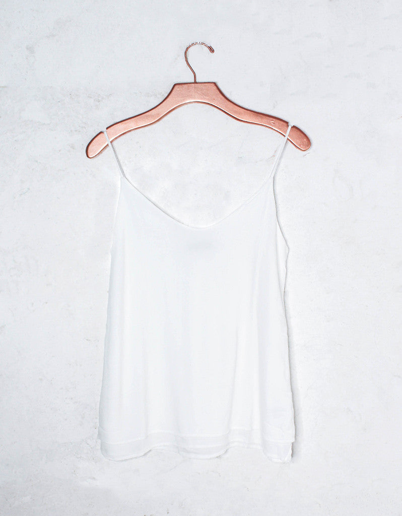 Michael Lauren Clayton Spaghetti Tank w/Lining in White