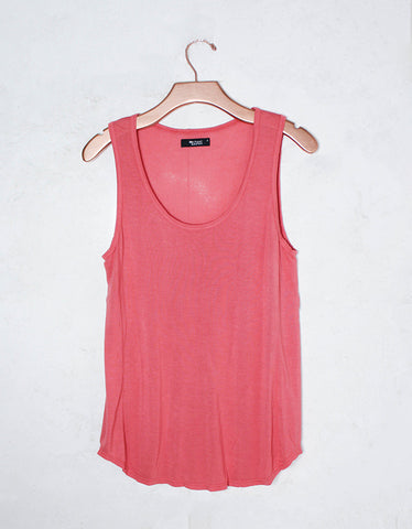 Michael Lauren Royce Cutout V-Neck Tank in Coral Red