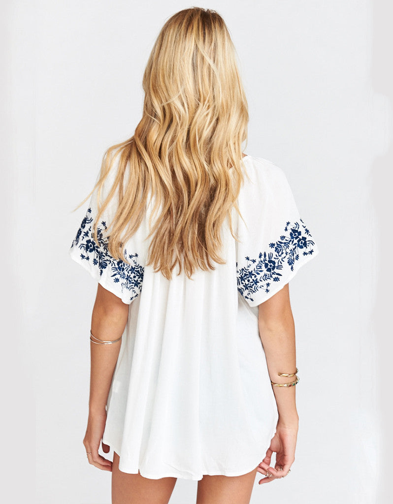 Show Me Your Mumu Hayden Tunic in Navy Embroidery