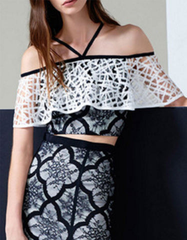 Alexis Marcia Crop Top in Black/White