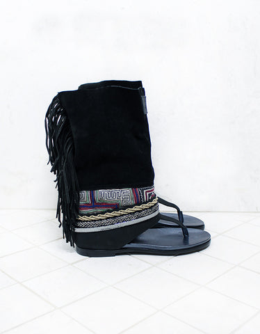 Boho Custom Made High Heel Boots - Black