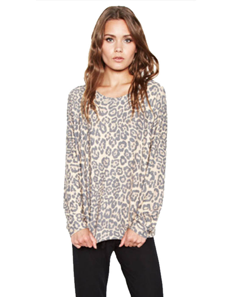 Michael Lauren Percy Classic Pullover in Tan Leopard - SWANK - Tops - 1
