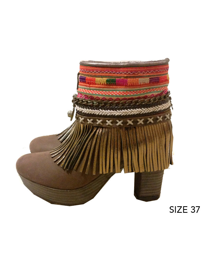 Boho Custom Made High Heel Boots - Brown - SWANK - Shoes - 10