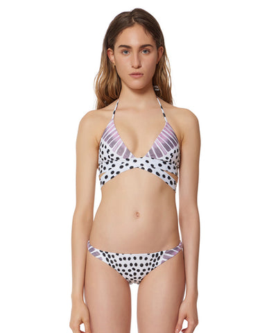 Mara Hoffman Arcadia Triangle Bikini Top in White/Pink