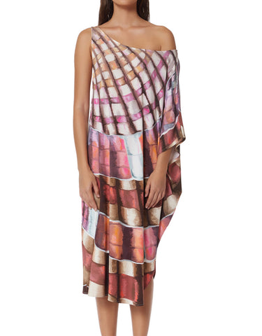 Mara Hoffman One Shoulder Dashiki in Shells Flamingo