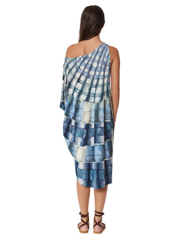Mara Hoffman One Shoulder Dashiki in Shells Marine